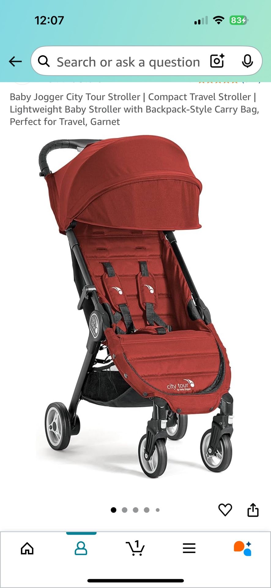 Baby Jogger Stroller (red) CITY tour