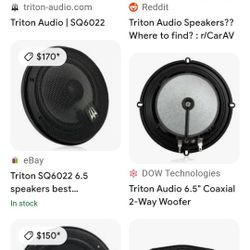 Triton 6.5 Inch Door Speakers Like New 