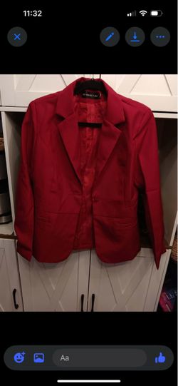 Red Single-Button Blazer Jacket