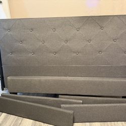 Grey Upholstery Queen Platform Bedframe+ Mattress