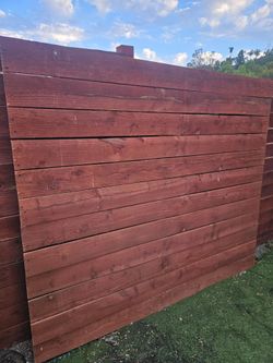 Home Depot 6 ft. H x 8 ft. W Gold-Stained Fir Horizontal Flat Top Fence Panel (2 panels)