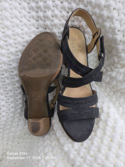 Naturalizer Black Strappy Block Heel Sandals