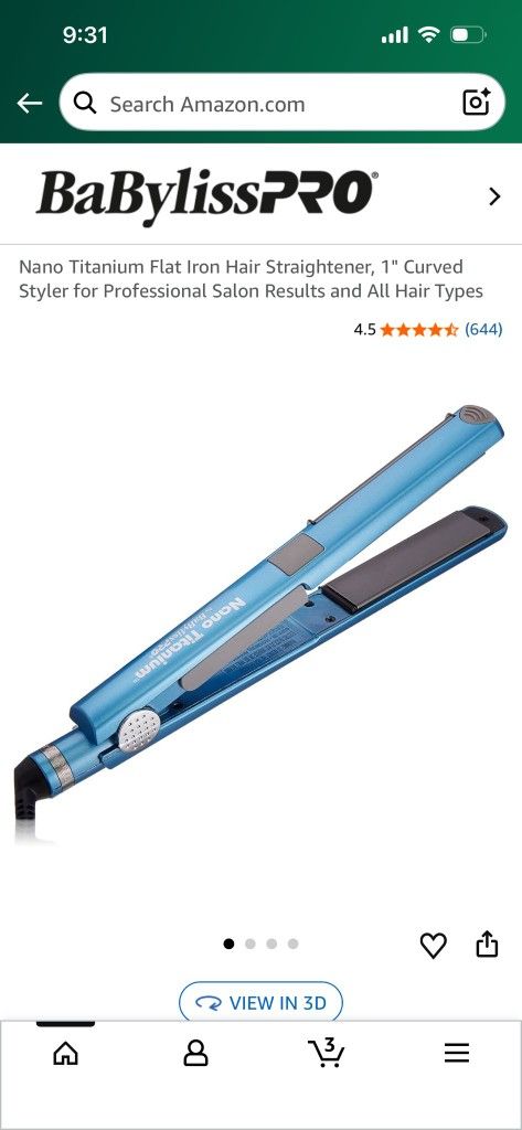 Babyliss Pro Nano Titanium Flat Iron Hair Straightener, 1" Curved Styler For Professional Salon Results And All Hair Types