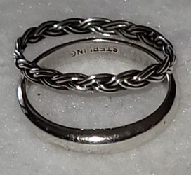 2 PINKY STERLING SILVER RINGS - SIZE 5