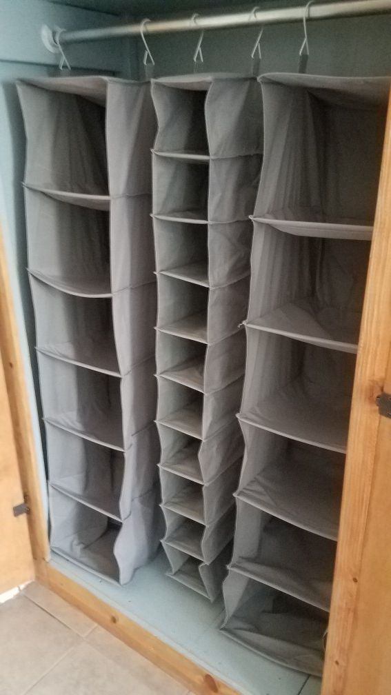 Set of 3 Gray Fabric Hanging Shelves