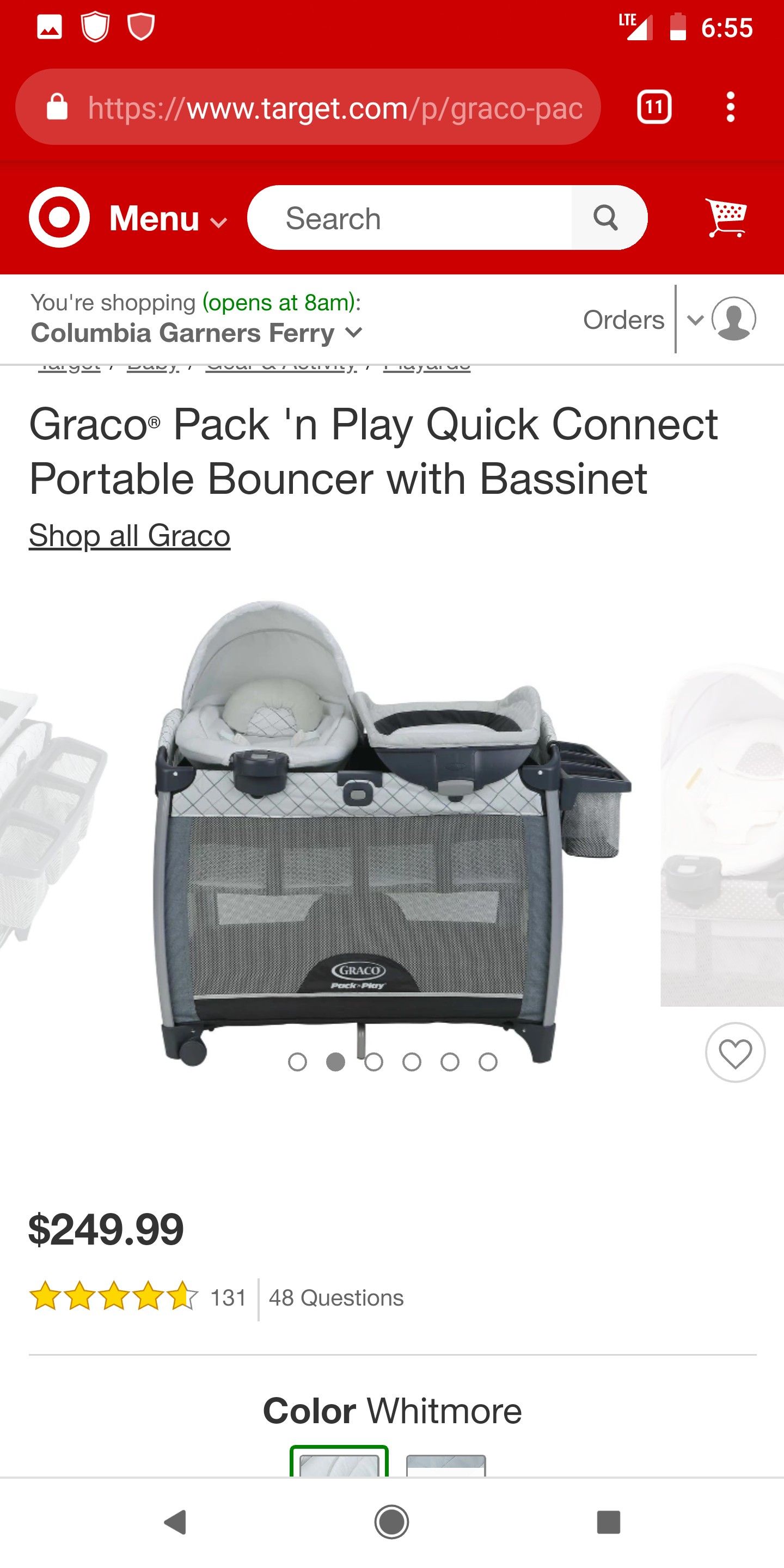 Graco pack and play quick connect