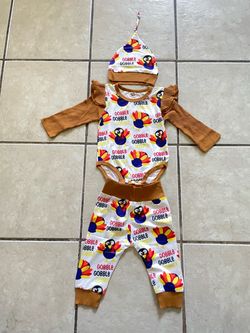 Baby Unisex Thanksgiving Turkey Gobble Onesie Set