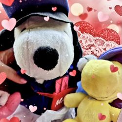 Adorable! Peanuts®️ 💌❤️📫SNOOPY 11in & WOODSTOCK 7in MAIL MAN📫❤️💌 Valentines plush 