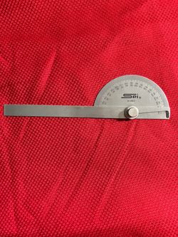 SPI Protractor  With Half - Round Head Swiss Made New 6” Long Blade Dual Graduation 0-90-0