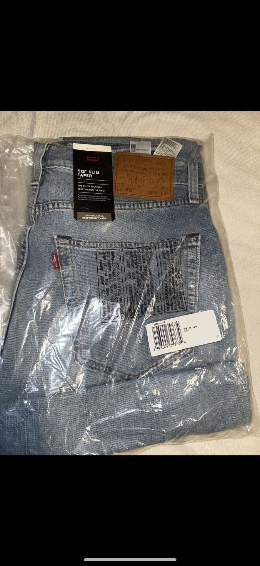 Levis 512 Slim Taper 36W 34L