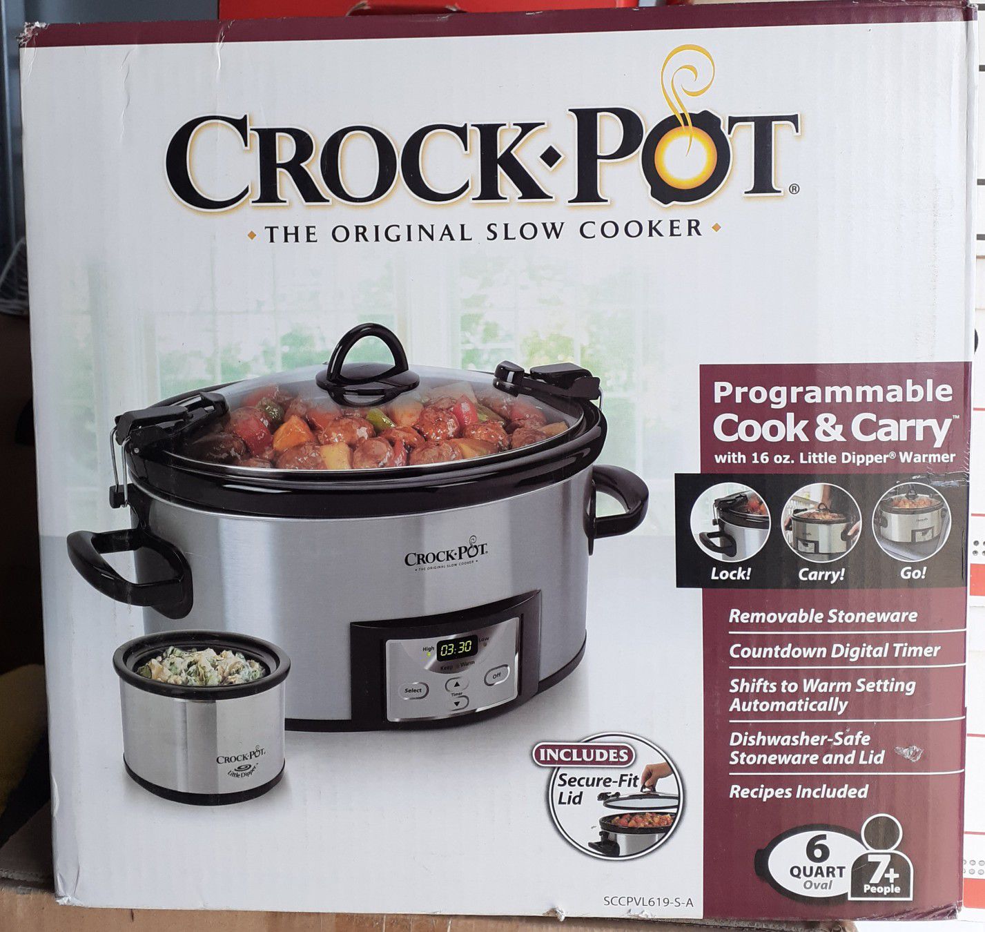 Crock pot SCCPVL619 S A 6 Quart Metallic Cooker with Hinged Lid,
