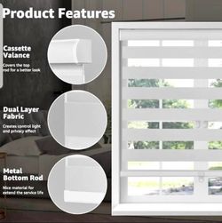Cordless Zebra Blinds for Window, French Door Blinds Free-Stop Roller