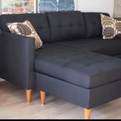 New Black Sectional Couch / Free Delivery / $50 Down Payment 