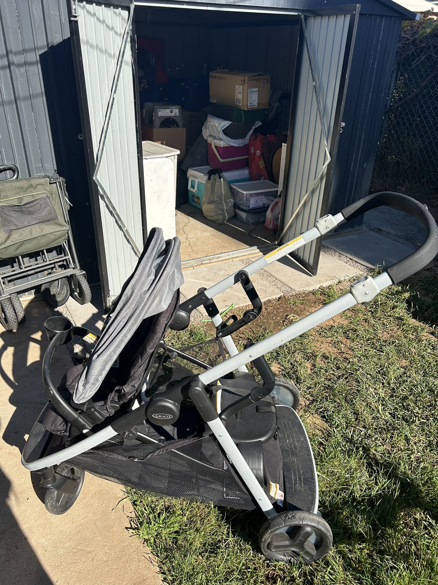 Greco Double Sit & Stand Grey And Black Stroller