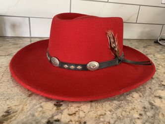 Red Western Style Hat-Medium 