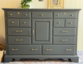 Refinished Solid Wood Dresser in Charcoal black