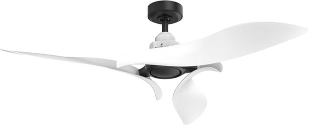 New And Well Packaged 54 Inch White Ceiling Fan, Quiet DC Motor with Remote, 6 Speeds and Reversible Airflow, No Light, Modern Indoor Fan for Bedroom 