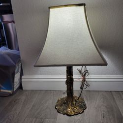 Vintage Brass Flower Table Lamp 