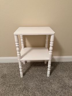 White Wood Two-Tier Side Table
