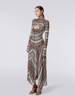 NWT Missoni Long Sleeve Zigzag Dress in Pink and Gray