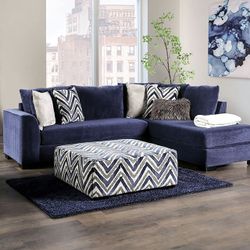 Brand New Super Plush Navy Blue Sectional Sofa (Pillows Included)(Ottoman Sold Separately)