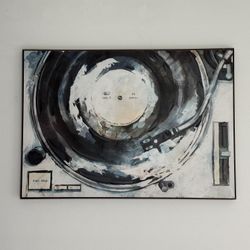 Modern Turntable Wall Art Canvas – Textured Record Vinyl Player Painting
