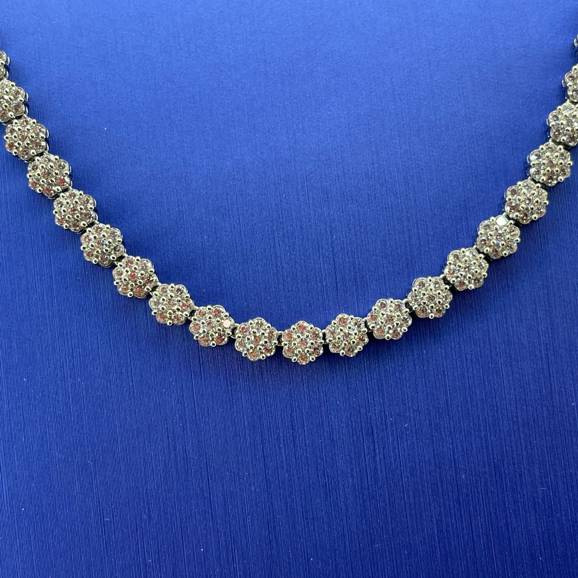 925 Sterling Silver 20” CZ Flower Necklace 30.20g 5.3mm 199310/2