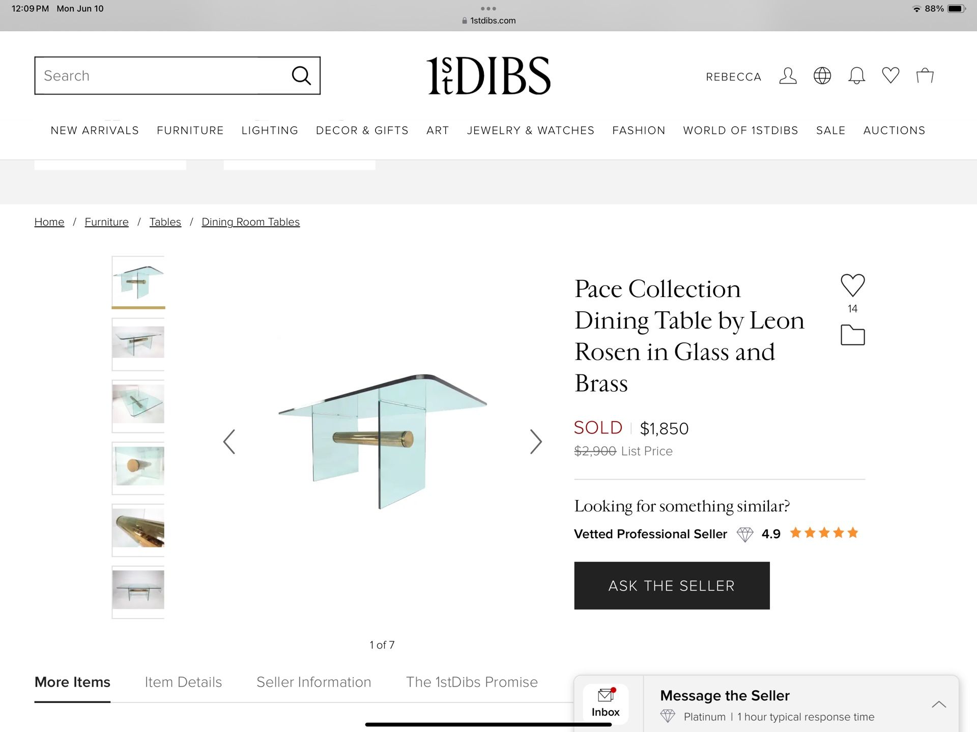 Vintage Glass Table