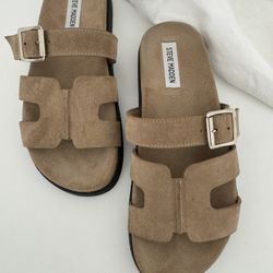 Steve Madden Suede Buckle Slide Sandals