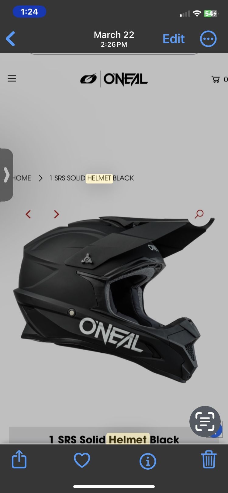 O’NEIL SRS SOLID HELMET BLACK