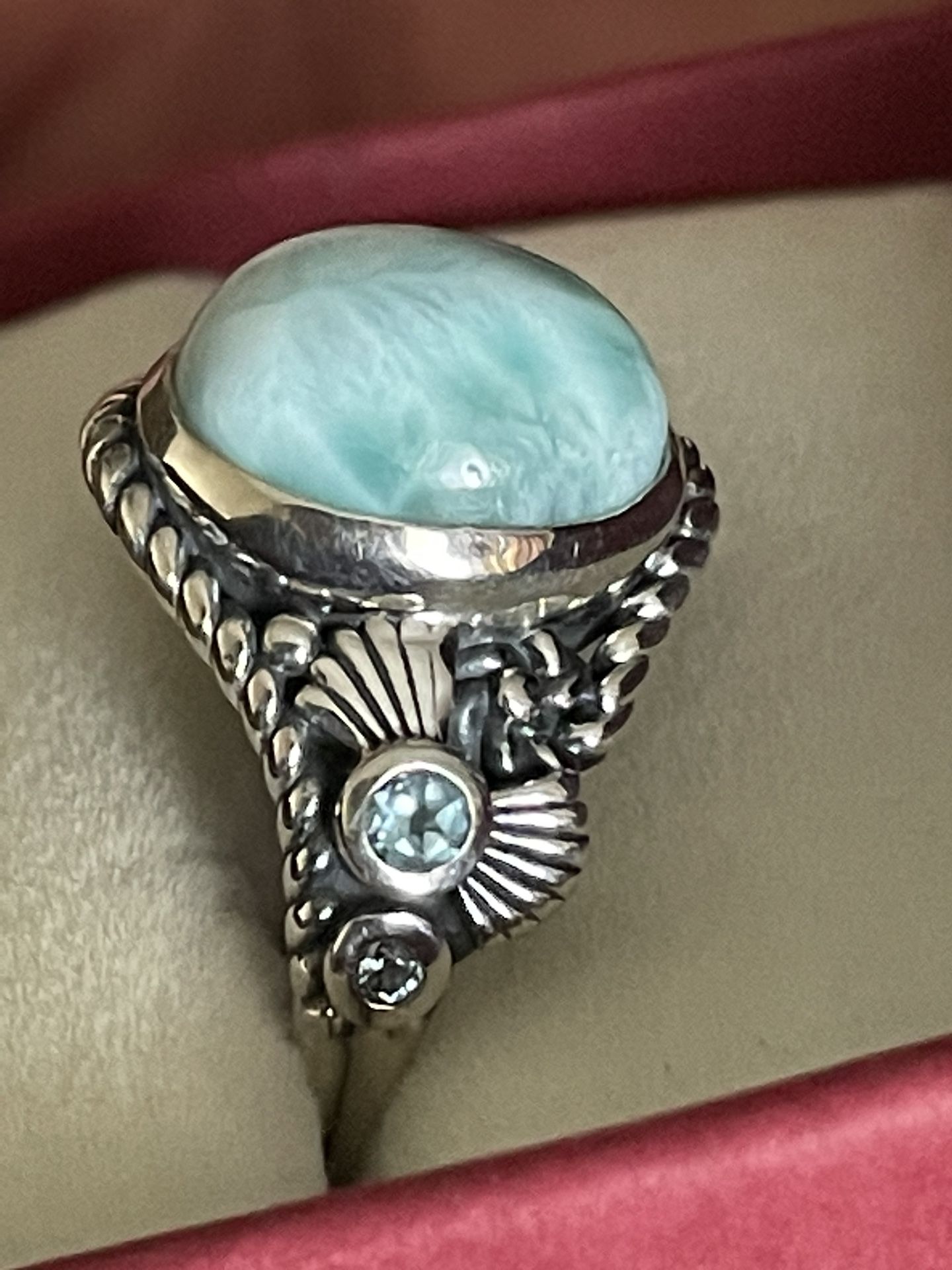Larimar and Topaz Sterling Silver Ring