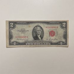 Rare 1953 Red $2 Bill Off Centered
