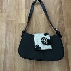 Black Hello Kitty Cow Print Shoulder Bag