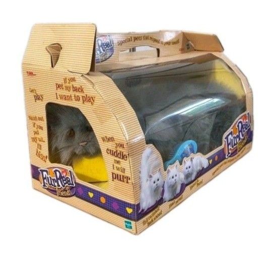 NIB, Sealed!!! 2002 Tiger / Hasbro FURREAL FRIENDS GRAY SHAGGY KITTY CAT Interactive, Robotic Plush TOY  .. NRFB!!