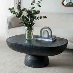 Cement Oval Coffee Table - 36" - Black
