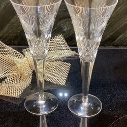 Waterford champagne Cut Crystal glasses, BOUNTIFUL , Wedding, Engagement, Celebration  Sale 