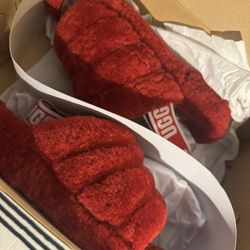 Red Ugg Fluff slippers