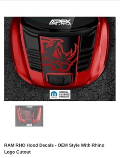 RAM RHO Hood Decals with Rhino Logo Cutout