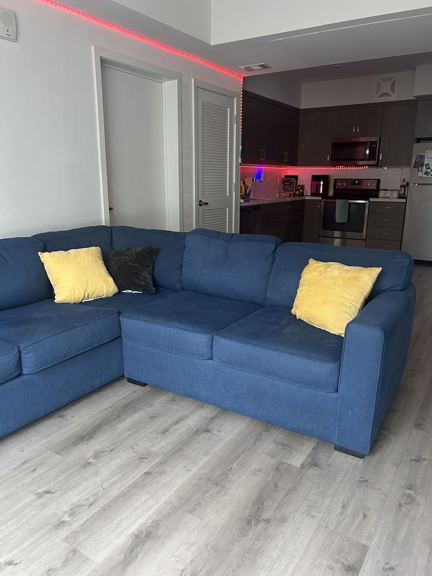 Blue L-Shaped Sectional Couch--Seats 5-6-Great Condition!