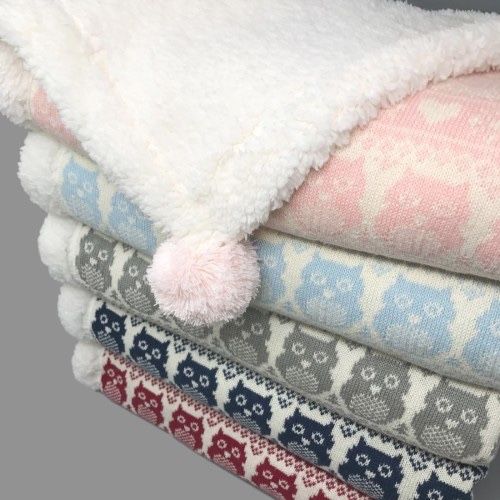 Baby Blanket - Snow Owl Cotton Knit Sherpa 30”x40”