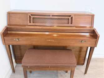 Title: Yamaha Upright Console Piano + Matching Bench (Walnut) Condition: Good