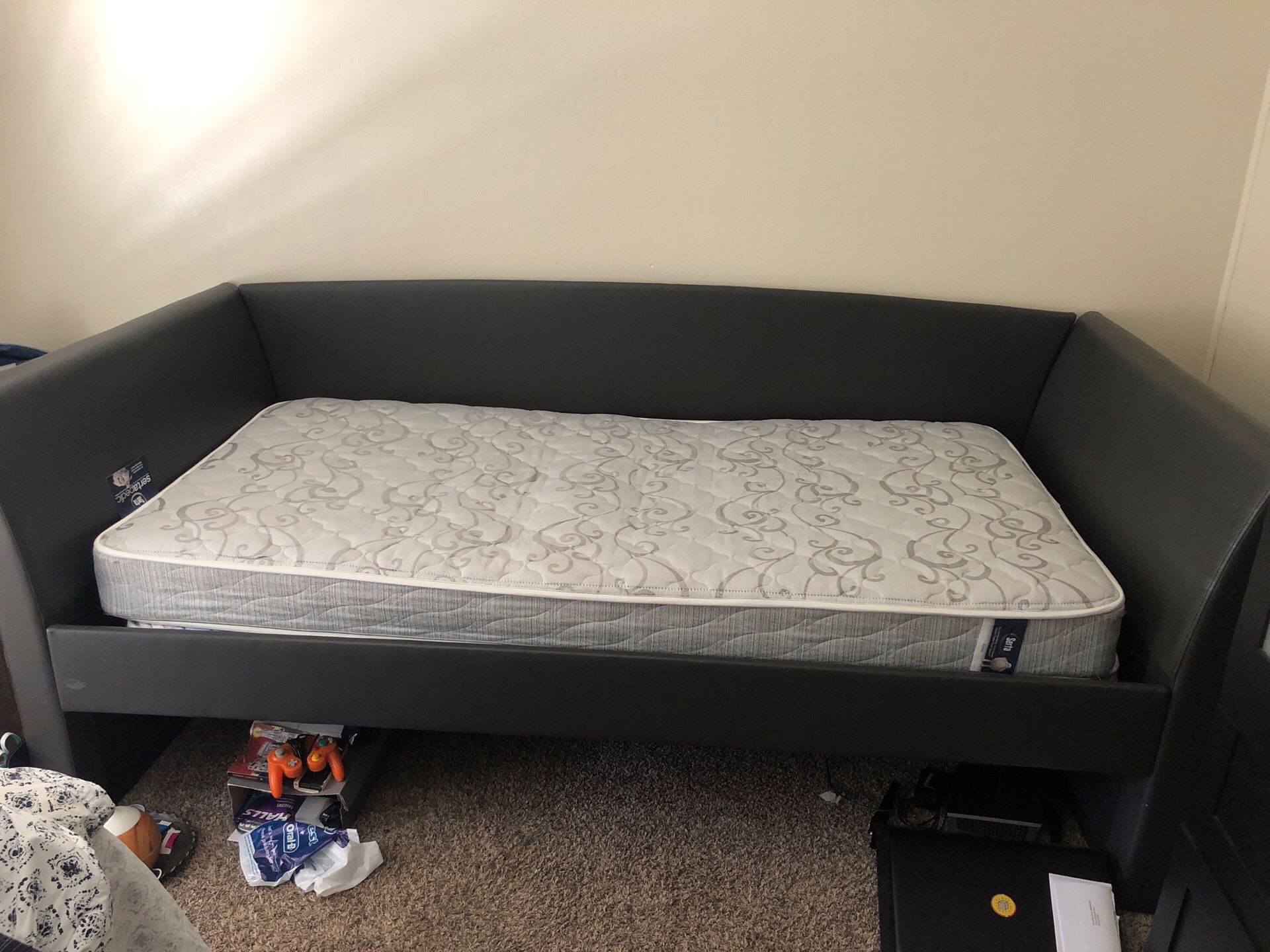 Twin Bed frame with 2 mattresses