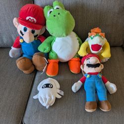 Super Mario Bros Plushies Various Sizes Mario Yoshi Bowser