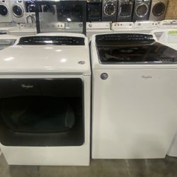 WHIRLPOOL CABRIO XL CAPACITY TOP-LOAD WASHER & DRYER ELECTRIC SET with ATTACHMENTS WARRANTY 