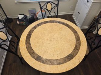 Stone‑Top Dining Set — 4 Chairs + Round Table