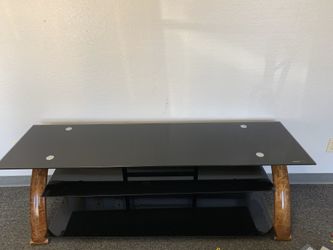 Glass tv stand with shelves