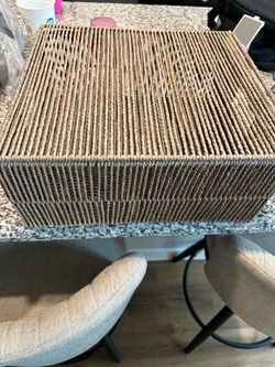 Large brown rope storage basket