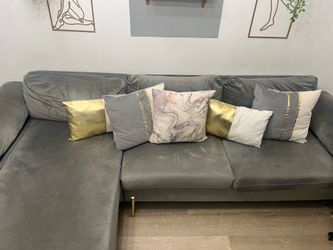 Gray/gold sectional couch