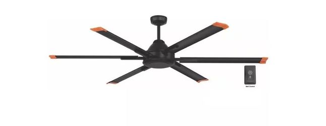 Commercial Electric High Velocity 6 ft. Indoor/Outdoor Matte Black Ceiling Fan with Wall Control