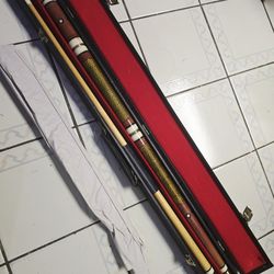 57 in. Billiard Pool 4pc Cue Stick With Hard Case